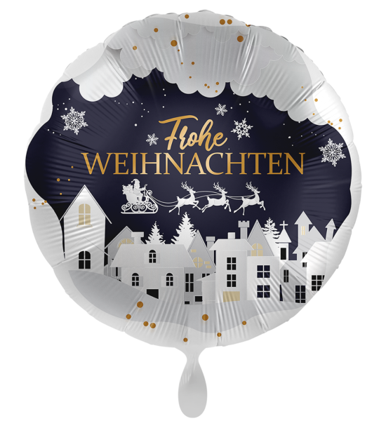 Folienballon - Frohe Weihnachten, Häuser - ø 43cm